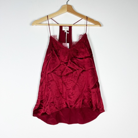 NEW Cami NYC Racer Charmeuse Silk Satin Lace Lined Camisole Tank Top Mulled Wine - Picture 1 of 4